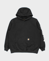 Vintage Carhartt Black Midweight Sleeve Logo Original Fit Pullover Hoodie - XL