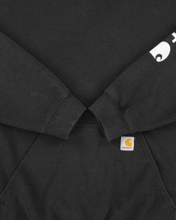 Vintage Carhartt Black Midweight Sleeve Logo Original Fit Pullover Hoodie - XL