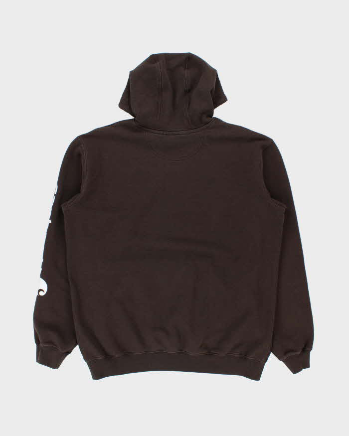 Vintage Carhartt Brown Midweight Sleeve Logo Tall Original Fit Pullover Hoodie - L