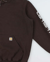 Vintage Carhartt Brown Midweight Sleeve Logo Tall Original Fit Pullover Hoodie - L
