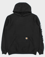 Vintage Carhartt Black Midweight Sleeve Logo Tall Original Fit Pullover Hoodie - L
