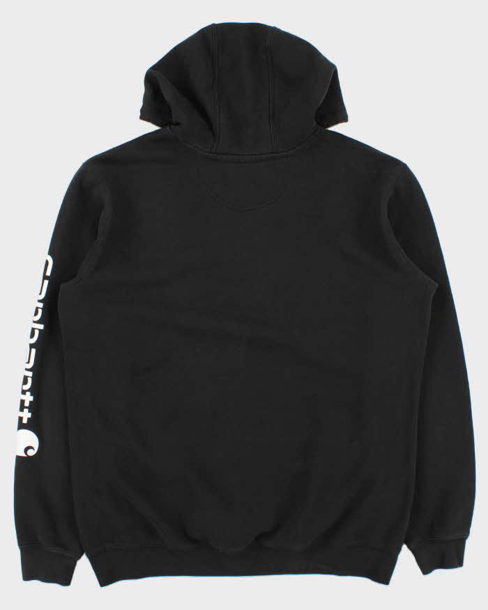 Vintage Carhartt Black Midweight Sleeve Logo Tall Original Fit Pullover Hoodie - L