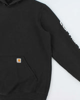 Vintage Carhartt Black Midweight Sleeve Logo Tall Original Fit Pullover Hoodie - L