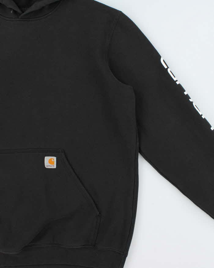 Vintage Carhartt Black Midweight Sleeve Logo Tall Original Fit Pullover Hoodie - L