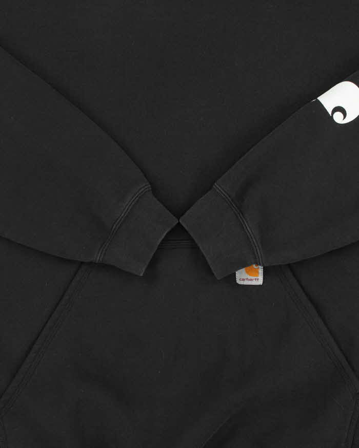 Vintage Carhartt Black Midweight Sleeve Logo Tall Original Fit Pullover Hoodie - L