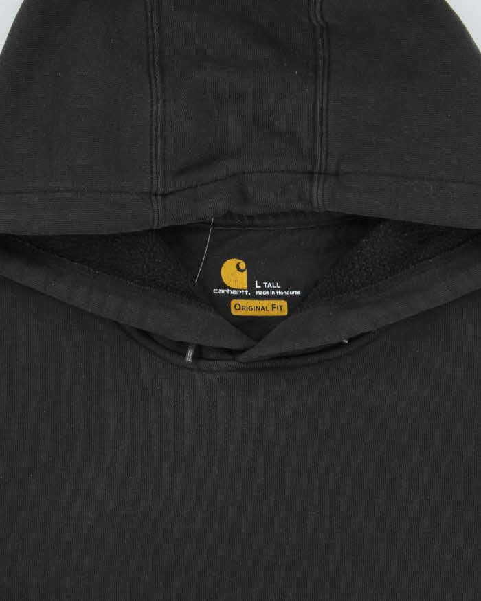 Vintage Carhartt Black Midweight Sleeve Logo Tall Original Fit Pullover Hoodie - L