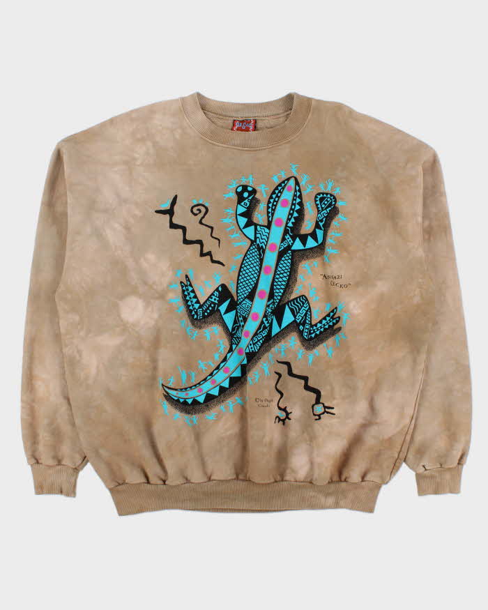 Vintage 1990s Dagoli Canada Heavyweight Tie-Dye Gecko Crewneck Sweatshirt - L
