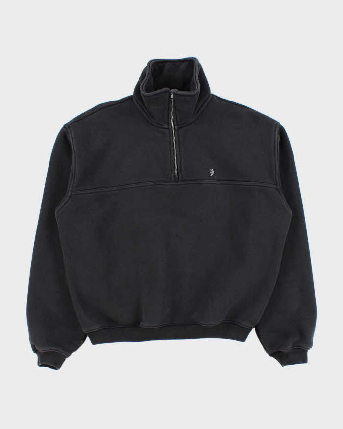 SS2024 Stussy Heavyweight Spiral Fleeced Lined Funnel-Neck Quarter-Zip Sweatshirt - S