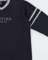 Vintage Y2K 00s Nautica Jeans Co. Fleece Lined Embroidered V-Neck Sweatshirt - L