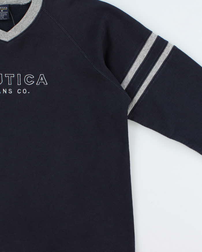Vintage Y2K 00s Nautica Jeans Co. Fleece Lined Embroidered V-Neck Sweatshirt - L
