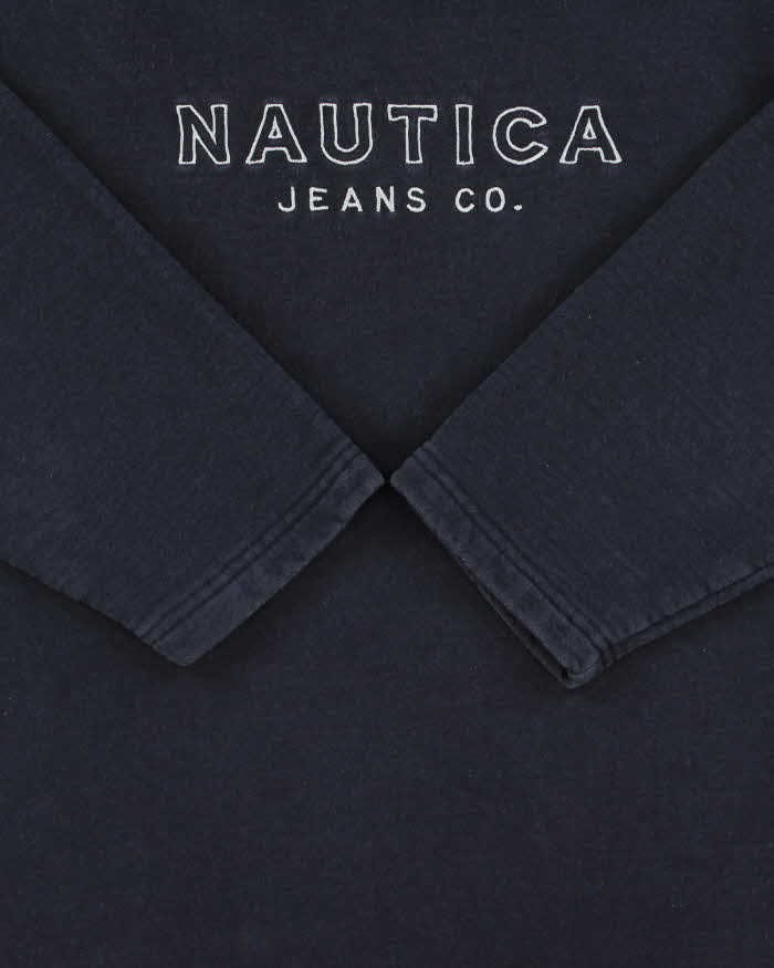 Vintage Y2K 00s Nautica Jeans Co. Fleece Lined Embroidered V-Neck Sweatshirt - L