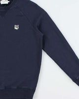 Maison Kitsune Navy Heavyweight Fox Head Patch Crewneck Sweatshirt - M
