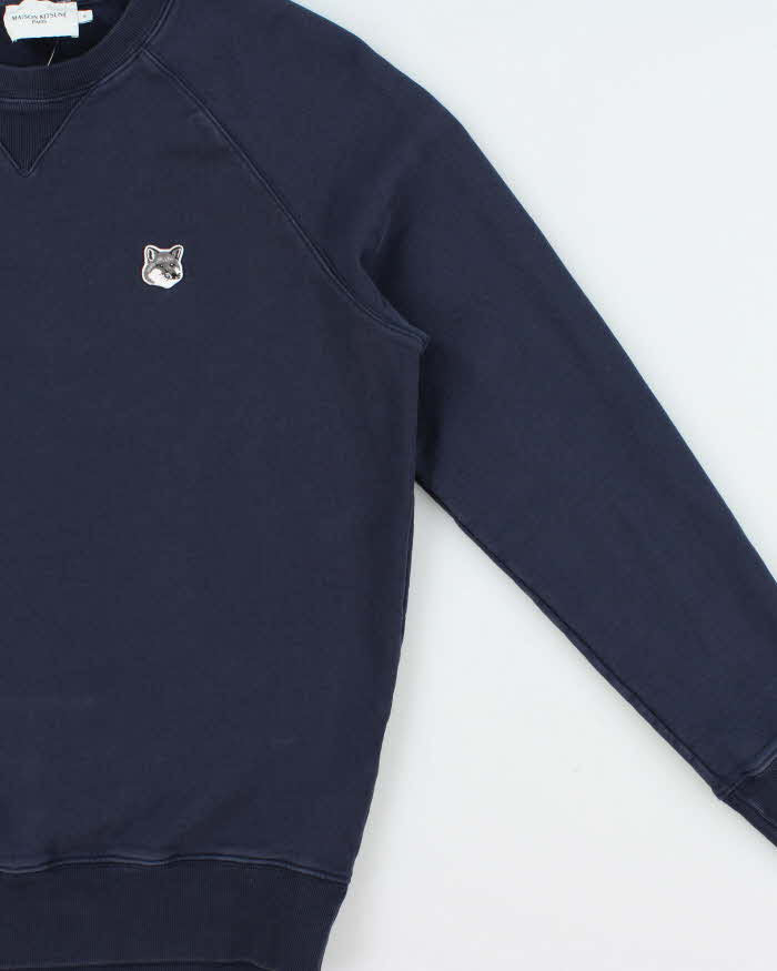 Maison Kitsune Navy Heavyweight Fox Head Patch Crewneck Sweatshirt - M