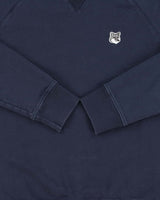Maison Kitsune Navy Heavyweight Fox Head Patch Crewneck Sweatshirt - M
