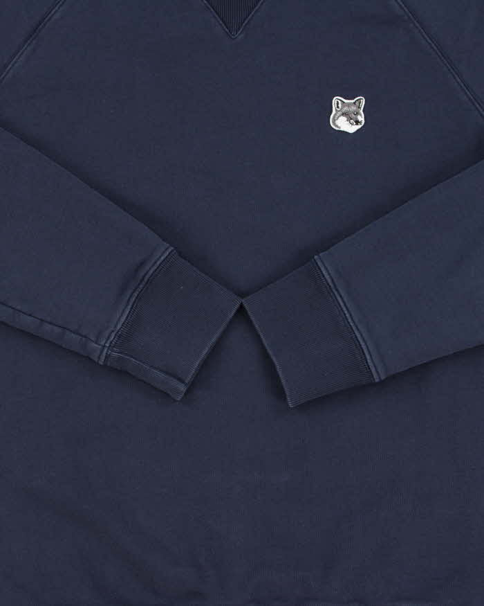 Maison Kitsune Navy Heavyweight Fox Head Patch Crewneck Sweatshirt - M