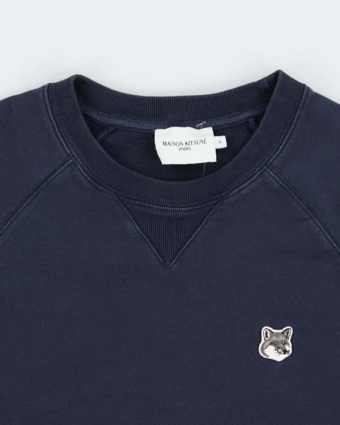 Maison Kitsune Navy Heavyweight Fox Head Patch Crewneck Sweatshirt - M