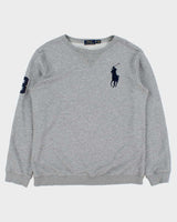 Vintage Polo Ralph Lauren Marl Grey Midweight Big Pony Crewneck Sweatshirt - XXL