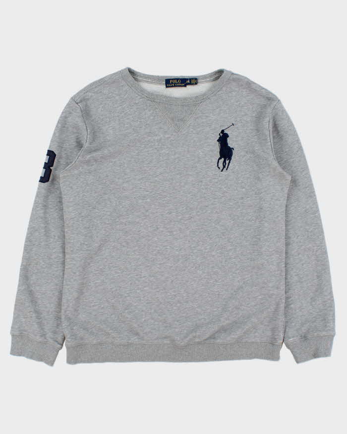 Vintage Polo Ralph Lauren Marl Grey Midweight Big Pony Crewneck Sweatshirt - XXL