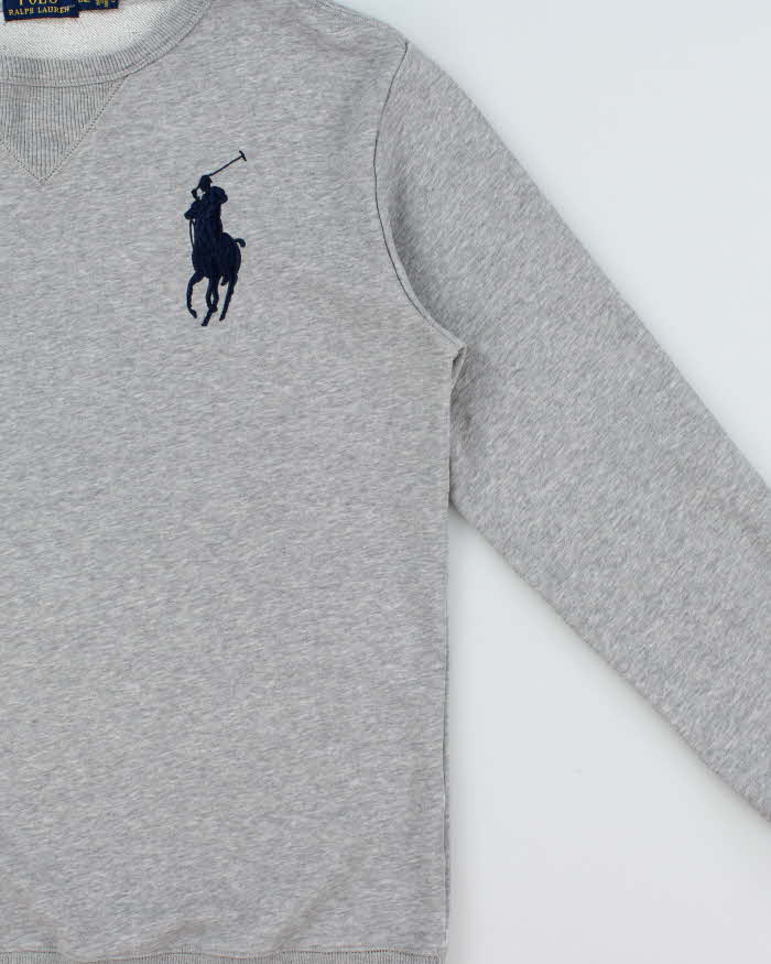 Vintage Polo Ralph Lauren Marl Grey Midweight Big Pony Crewneck Sweatshirt - XXL