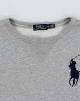 Vintage Polo Ralph Lauren Marl Grey Midweight Big Pony Crewneck Sweatshirt - XXL