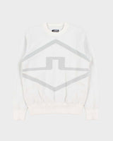 J.Lindeberg White Wool Blend Shell Lined Crewneck Knit Sweatshirt - M