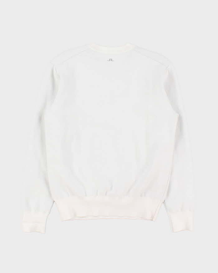 J.Lindeberg White Wool Blend Shell Lined Crewneck Knit Sweatshirt - M