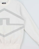J.Lindeberg White Wool Blend Shell Lined Crewneck Knit Sweatshirt - M