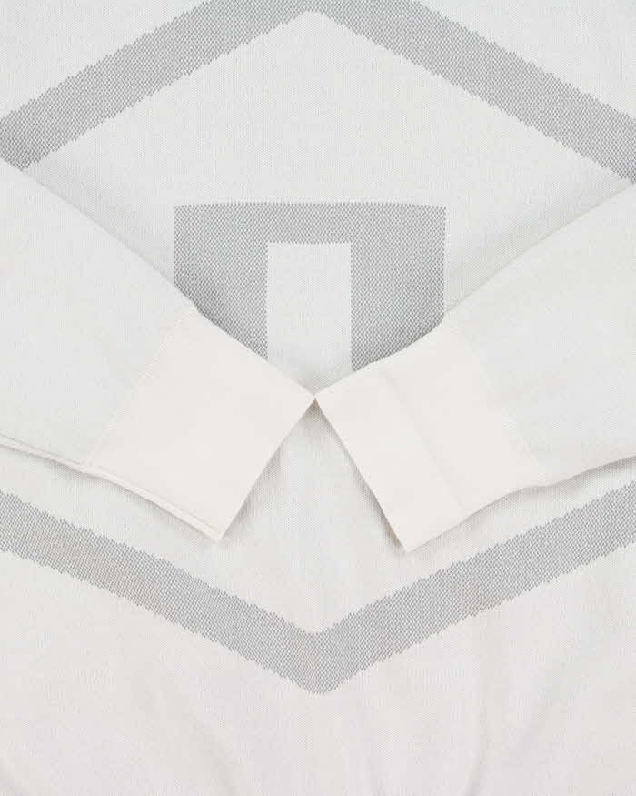 J.Lindeberg White Wool Blend Shell Lined Crewneck Knit Sweatshirt - M