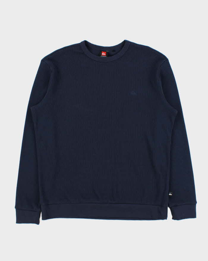 Vintage Quiksilver Navy Midweight Crewneck Waffle Sweatshirt - L