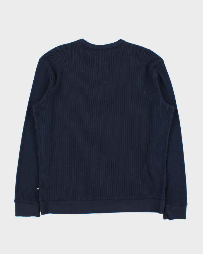 Vintage Quiksilver Navy Midweight Crewneck Waffle Sweatshirt - L