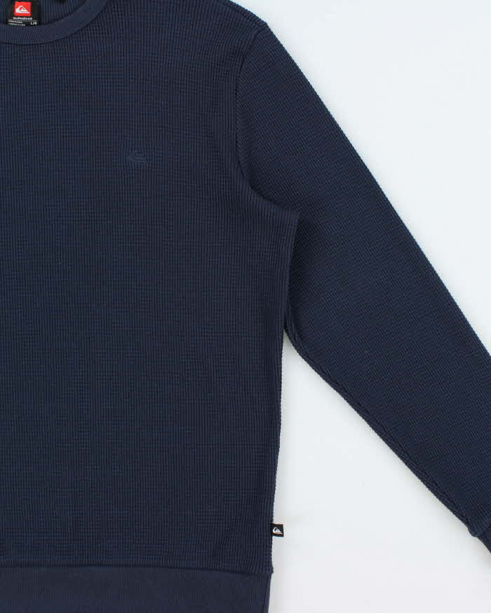 Vintage Quiksilver Navy Midweight Crewneck Waffle Sweatshirt - L