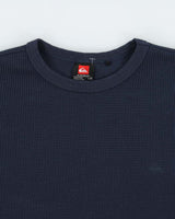 Vintage Quiksilver Navy Midweight Crewneck Waffle Sweatshirt - L