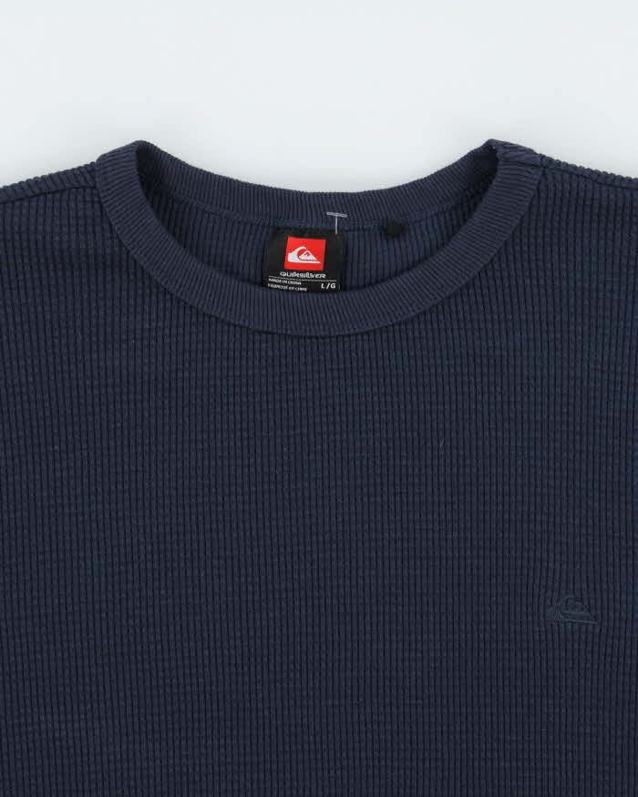 Vintage Quiksilver Navy Midweight Crewneck Waffle Sweatshirt - L