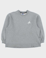 Vintage 1990s Adidas Marl Grey Heavyweight Boxy Crewneck Sweatshirt - M