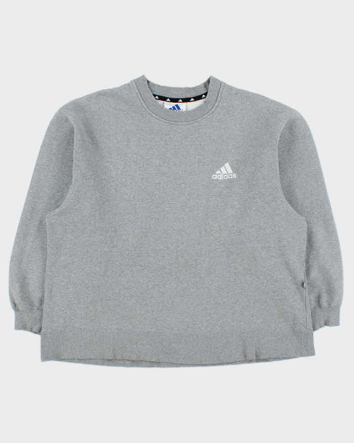 Vintage 1990s Adidas Marl Grey Heavyweight Boxy Crewneck Sweatshirt - M