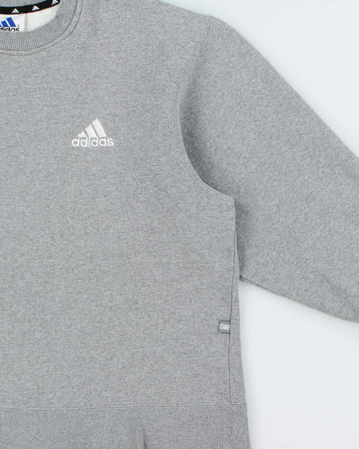 Vintage 1990s Adidas Marl Grey Heavyweight Boxy Crewneck Sweatshirt - M