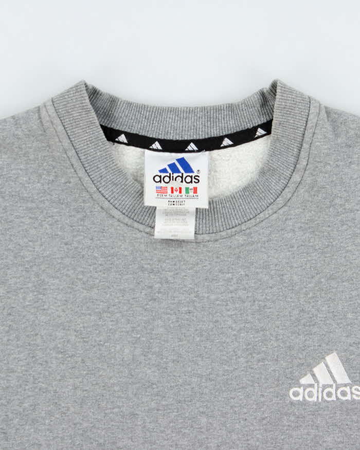 Vintage 1990s Adidas Marl Grey Heavyweight Boxy Crewneck Sweatshirt - M