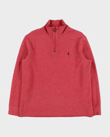 Vintage Y2K 00s Polo Ralph Lauren Marl Coral Heavyweight Quarter-Zip Sweatshirt - M