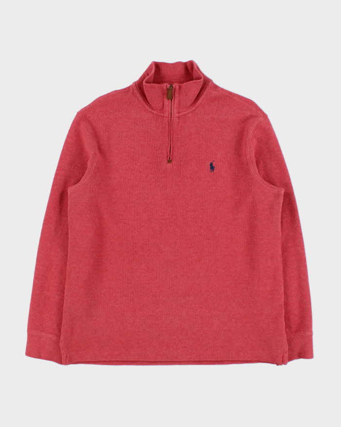 Vintage Y2K 00s Polo Ralph Lauren Marl Coral Heavyweight Quarter-Zip Sweatshirt - M