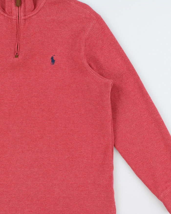 Vintage Y2K 00s Polo Ralph Lauren Marl Coral Heavyweight Quarter-Zip Sweatshirt - M