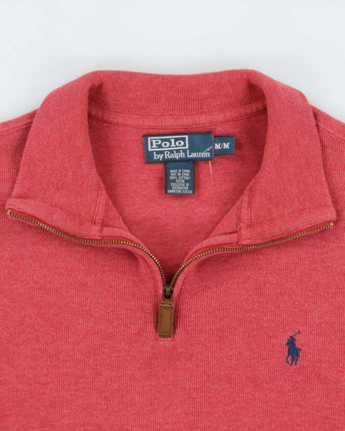 Vintage Y2K 00s Polo Ralph Lauren Marl Coral Heavyweight Quarter-Zip Sweatshirt - M