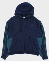 Adidas Originals Navy WW Heavyweight Embroidered 3-Stripe Canvas Panel Pullover Hoodie - XL