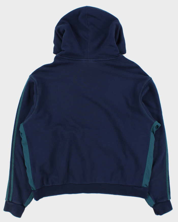 Adidas Originals Navy WW Heavyweight Embroidered 3-Stripe Canvas Panel Pullover Hoodie - XL