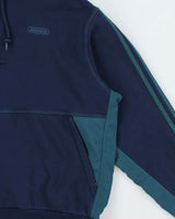 Adidas Originals Navy WW Heavyweight Embroidered 3-Stripe Canvas Panel Pullover Hoodie - XL