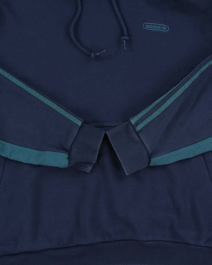 Adidas Originals Navy WW Heavyweight Embroidered 3-Stripe Canvas Panel Pullover Hoodie - XL