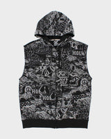 Vintage Y2K 00s Avirex Heavyweight Comic Strip Sleeveless Full-Zip Hoodie - XL