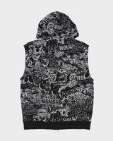 Vintage Y2K 00s Avirex Heavyweight Comic Strip Sleeveless Full-Zip Hoodie - XL