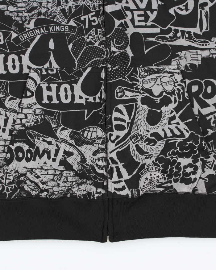 Vintage Y2K 00s Avirex Heavyweight Comic Strip Sleeveless Full-Zip Hoodie - XL