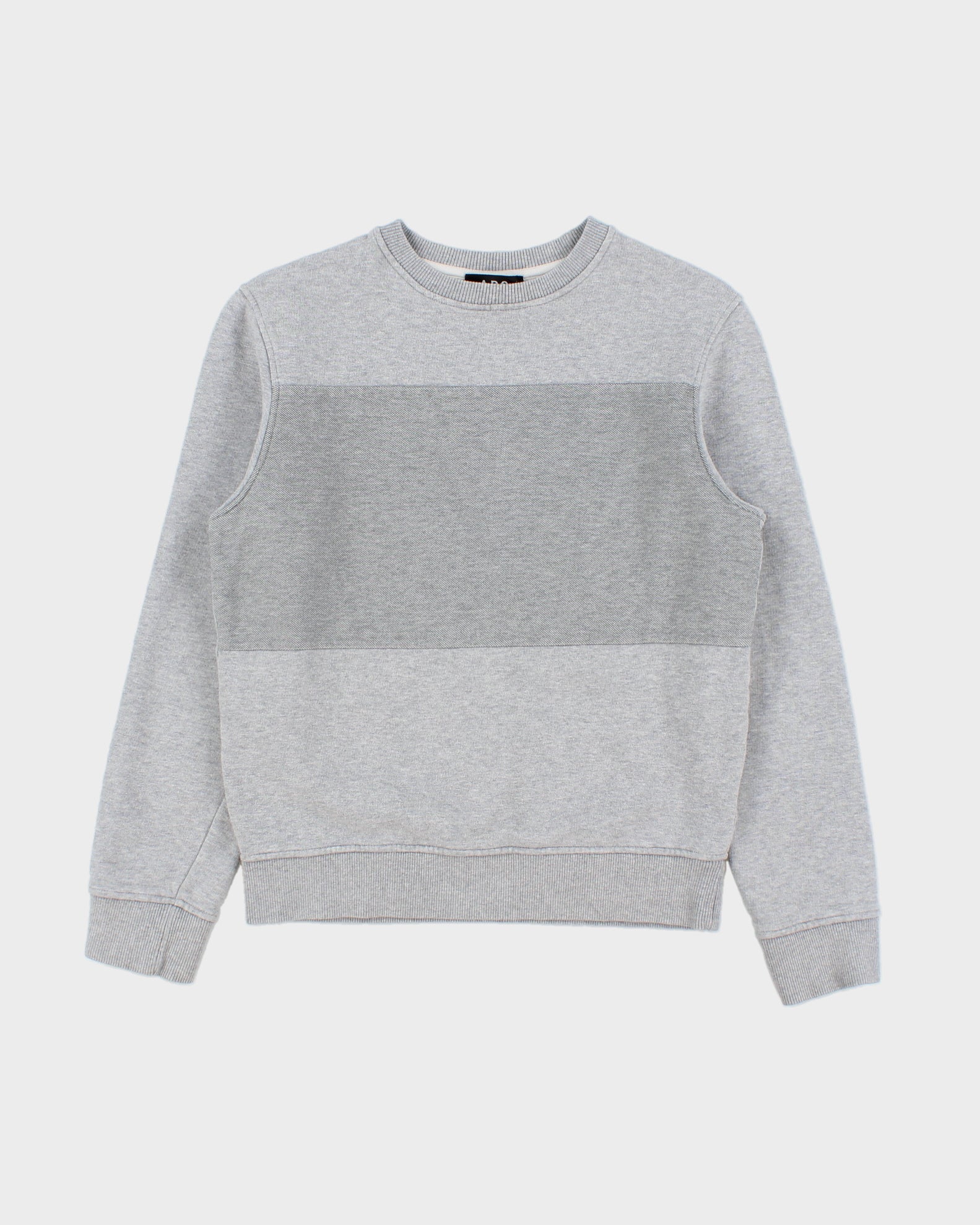 A.P.C Marl Grey Block Patch Heavyweight Crewneck Sweatshirt - XS