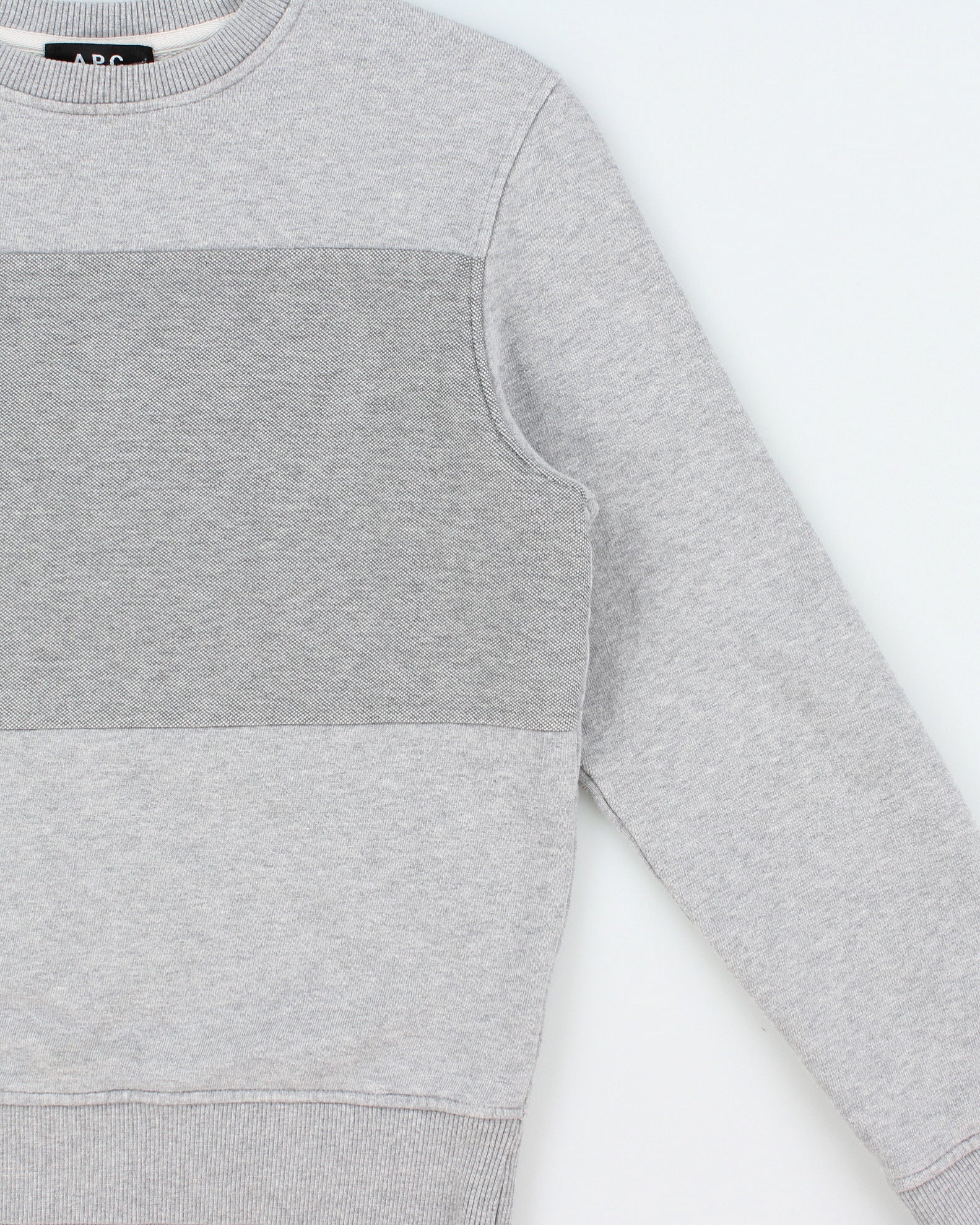 A.P.C Marl Grey Block Patch Heavyweight Crewneck Sweatshirt - XS
